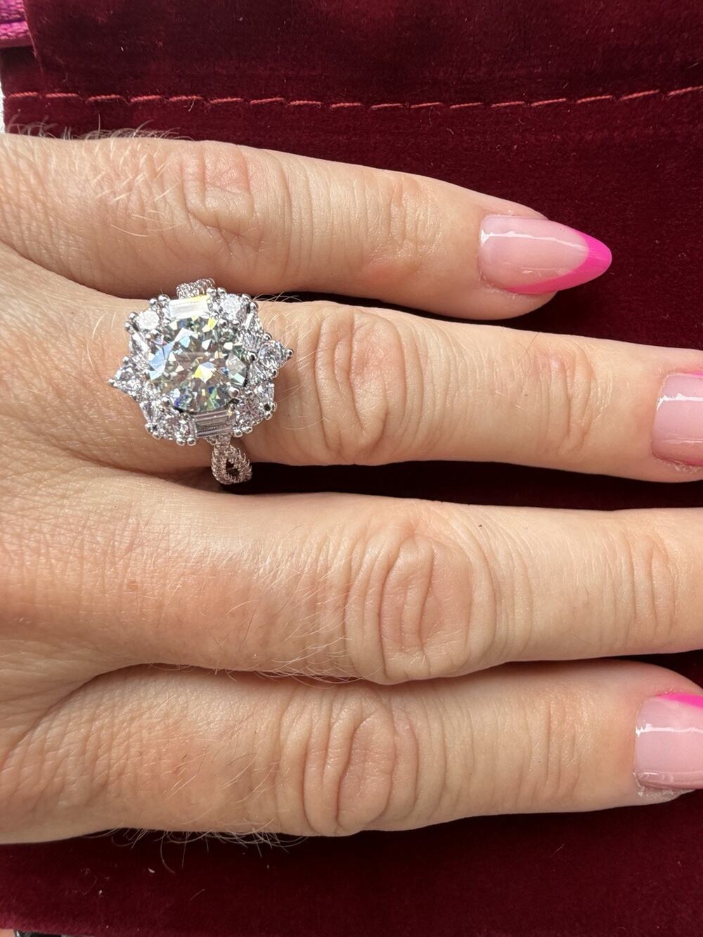 Genuine Moissanite Ring 2 Ct Size 7.25 GRA Certified White Gold